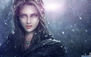 Woman hooded jacket snow snowflake - a snowflake free wallpaper