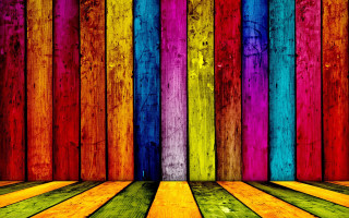 Colorful wooden floor rainbow wall - a diagonal pattern free wallpaper
