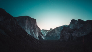 Mountain range sky stars trees - cinematic landscape free wallpaper