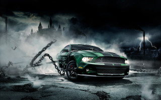 Green mustang car chain dark 7 - a dark city free wallpaper