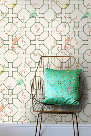 Green pillow metal chair bird 2 - green free wallpaper