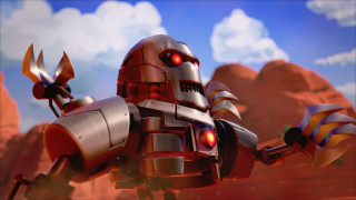 Robot red light face arms - a desert landscape free wallpaper