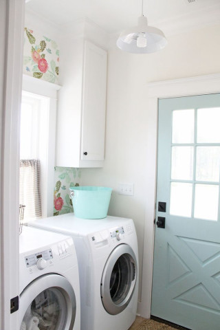 Washer dryer bathroom flowerwall arts - gradient light blue free wallpaper