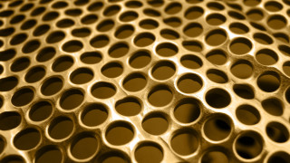 Metal holes yellow black kinetic - mesh wire free wallpaper