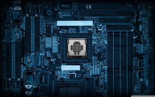 Processor robot blue background android - free technology wallpaper for desktop