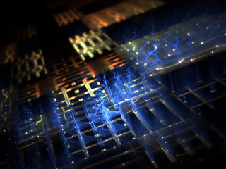 Neon building lights black background - letter free wallpaper for desktop