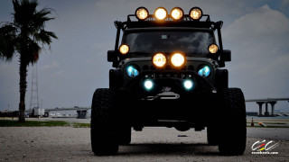 Jeep lights road palm bridge - intimidating free wallpaper