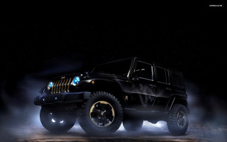 Black jeep blue light driving - a black jeep free wallpaper