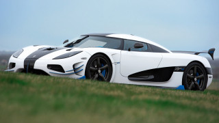 White black sports car parked - side profile free wallpaper for desktop