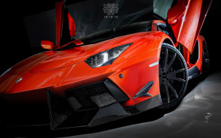 Orange sports car dark room 10 - nice free wallpaper