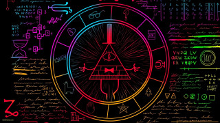 Colorful poster clock symbols writing - the back free wallpaper