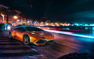 Car parked night blurry background - matte drawing free wallpaper for desktop