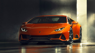 Bright orange sports car dark - fog free wallpaper for desktop