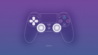 Game controller purple blue outline - game art free wallpaper for desktop