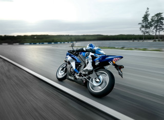 Motorcycle driving cloudy day trees - the road free wallpaper