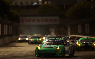 Cars night race track lights - motion blur free wallpaper