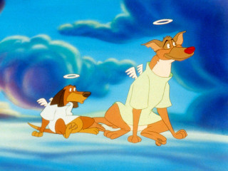 Cartoon dog frisbee cloudy sky - don bluth free wallpaper
