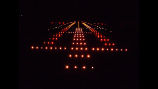 Large airplane flying dark lights - many light free wallpaper