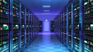 Data center hallway servers blue - technology free wallpaper