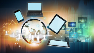 Laptop modern silver open screen - electronic free wallpaper