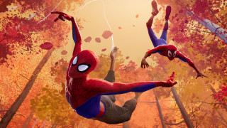Spiderman air battle autumn leaves - his leg free wallpaper for desktop