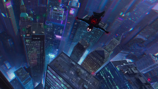 Flying person city night red - the air over a city free wallpaper