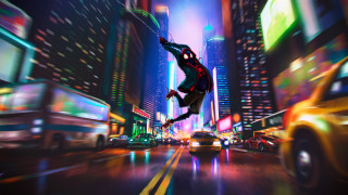 Man jumping night city neon - neon free wallpaper for desktop