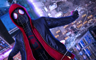 Spiderman cityscape night hooded jacket - a spider man free wallpaper