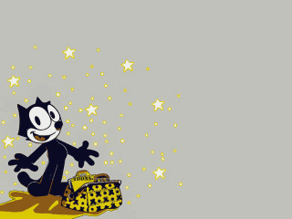 Cartoon cat yellow star suitcase - a yellow star free wallpaper