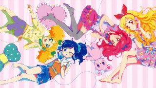 Anime girls pink white striped - disney free wallpaper