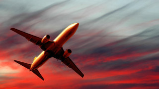 Plane flying red blue sky - sky free wallpaper