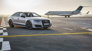 Silver car runway jet airliner - luxury free wallpaper