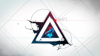 Triangle red light blue triangle - a red light in the middle of it free wallpaper