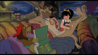 Girl reading bear cub couch - don bluth free wallpaper