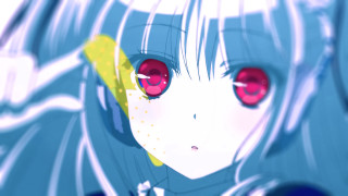 Anime girl red eyes blue - a yellow ribbon free wallpaper