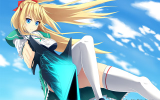 Woman blue dress white stockings - a blue dress free wallpaper for desktop