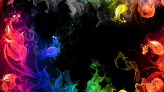 Colorful smoke flowers black background - smoke free wallpaper