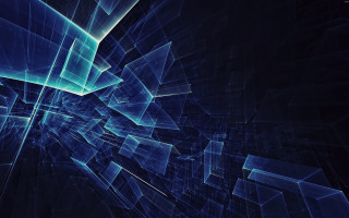 Blue abstract lines shapes black - fractal free wallpaper