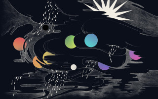 Black white dragon rainbow eyeball - cosmic free wallpaper