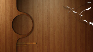 Wooden wall clock bird side - side and a bird free wallpaper