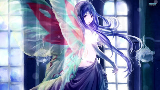 Woman long hair colorful angel - wing free wallpaper for desktop