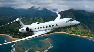Small white plane hillside ocean - luxury free wallpaper