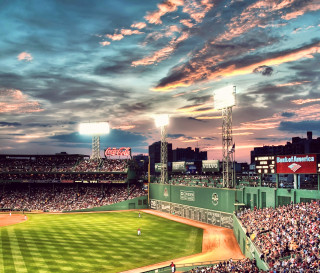 Baseball stadium crowd sunset clouds - lot of people watching free wallpaper