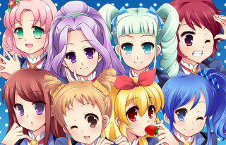 Anime girls colored hair blue 2 - wearing different outfits free wallpaper