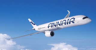 Finnair airplane flying sky clouds - white cloud free wallpaper