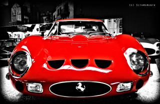 Red sports car black white 3 - detailed face free wallpaper