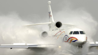 Jetliner cloudy sky runway smoke 2 - top of a runway free wallpaper