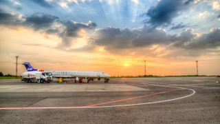 Plane parked runway sunset dawn 2 - the cloud above free wallpaper