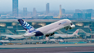 Large passenger jet taking off - dusk time free wallpaper