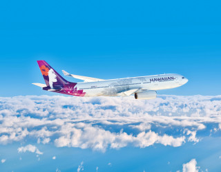 Hawaiian airlines plane flying clouds - above the cloud free wallpaper